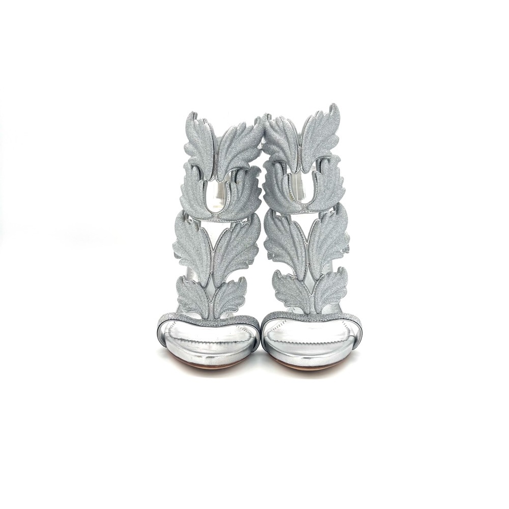 NIB Giuseppe Zanotti Cruel Summer Silver Glitter Wing Strappy Sandals 40 - Picture 3 of 9